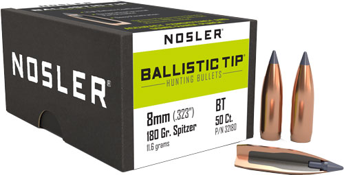 NOSLER BULLETS 8MM .323 - 180GR BALLISTIC TIP 50CT