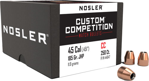 NOSLER BULLETS 45 CAL .451 - 185GR JHP CUSTOM COMP. 250CT