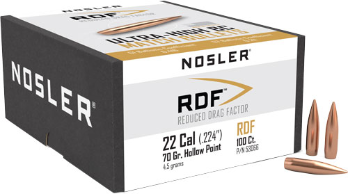 NOSLER BULLETS 22 CAL .224 - 70GR RDF HPBT 100CT