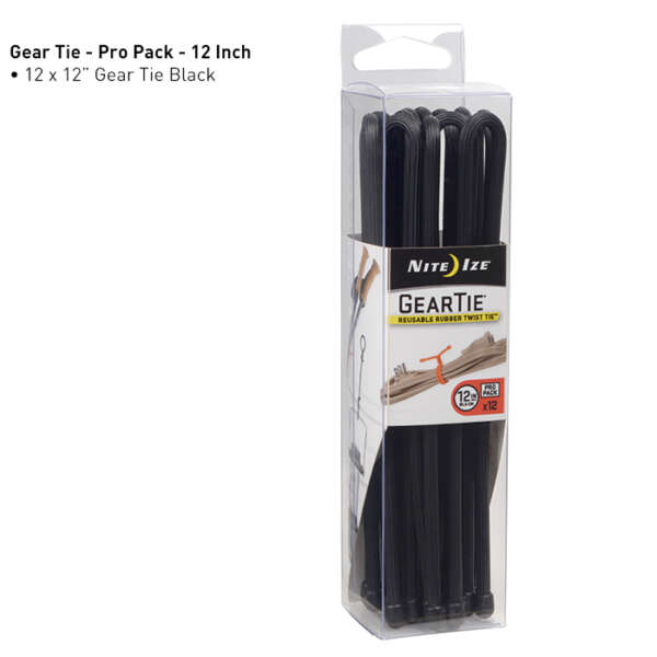 Gear Tie ProPack 12 - 12 Pack - Black