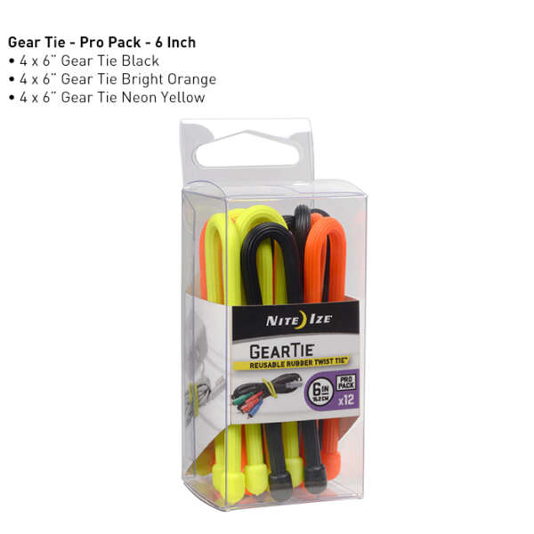 Gear Tie ProPack 6 - 12 Pack - Assorted Colors