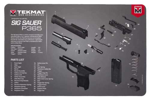 TEKMAT ARMORERS BENCH MAT - 11"X17" SIGARMS P365 BLACK