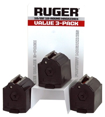 RUGER MAGAZINE 10/22 22LR - 10RD BLACK PLASTIC 3PACK
