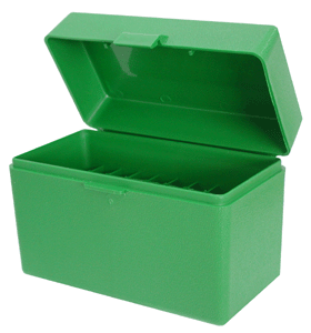 MTM AMMO BOX MEDIUM RIFLE - 50-ROUNDS FLIP TOP STYLE GREEN