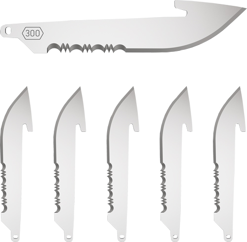 OUTDOOR EDGE 3" DROP POINT BLD - W/SERRATIONS BLACK BLADE 6-PK