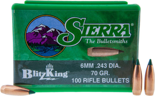 SIERRA BULLETS 6MM .243 - 70GR BLITZKING 100CT