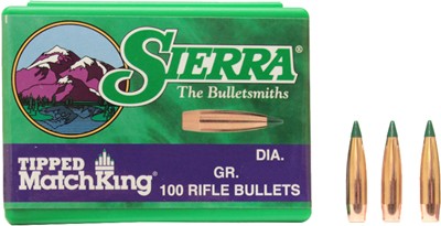 SIERRA BULLETS .22CAL .224 - 69GR TIPPED MATCH KING 100CT