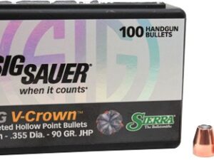 SIERRA BULLETS 9MM .355 - 90GR JHP SIG V-CROWN 100CT