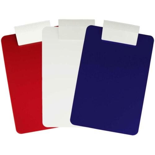 Antimicrobial Plastic Clipboard - Letter/A4 Size - Red/White/Blue 3-Pack