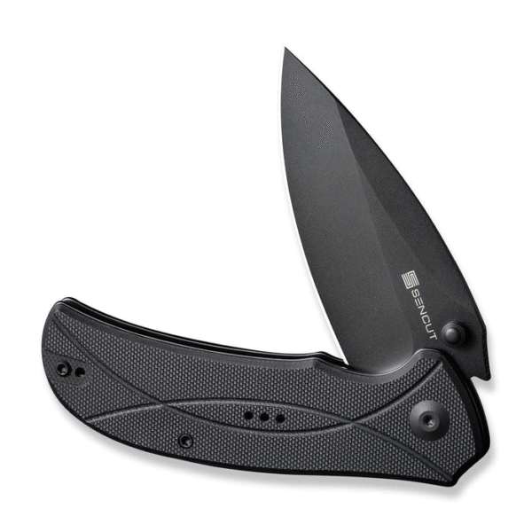 Hyrax Flipper/Thumb Stud Folding Knife 3.30"" Black 9Cr18MoV Leaf Shaped Plain Edge Blade, Black G10 Handle