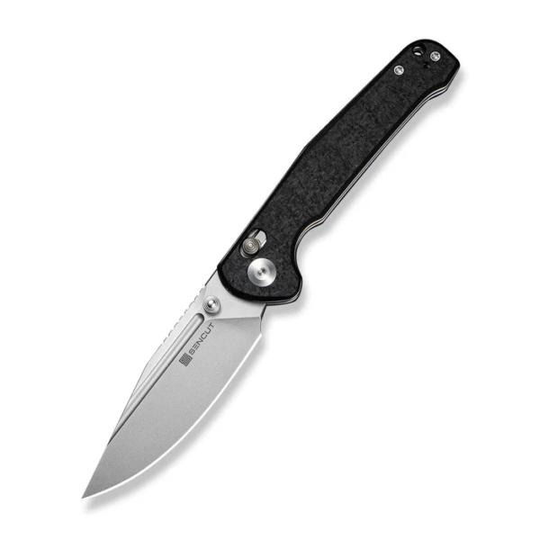 Glenspar Thumb Stud & Crossbar Lock Knife Black Shredded G10 Handle (3.45"" Stonewashed 9Cr18MoV Blade)