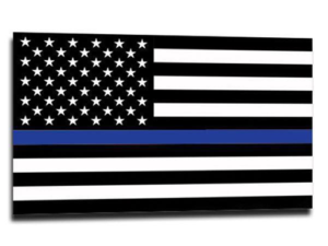 Thin Blue Line American Flag Sticker, 6 x 4 Inches
