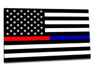 Thin Red and Blue Line American Sticker, 4 x 6 Inches