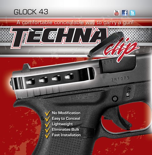 TECHNA CLIP HANDGUN RETENTION - CLIP FOR GLOCK 43 RIGHT/LEFT