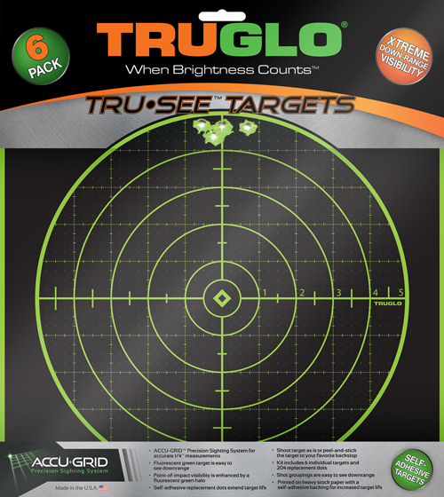 TRUGLO TRU-SEE REACTIVE TARGET - 100 YARD 12"X12" 6-PACK