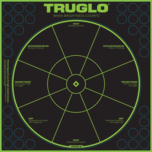 TRUGLO TRU-SEE REACTIVE TARGET - HANDGUN DIAGNOSTIC 12"X12" 6PK