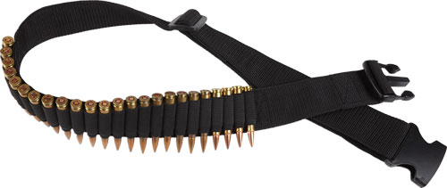 BULLDOG RIFLE AMMO BELT HOLDS - 24 CARTRIDGES ADJUSTABLE BLK