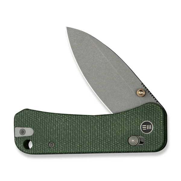 WEKNIFE Banter 2 Thumb Stud & Crossbar Lock Knife Green Canvas Micarta Handle