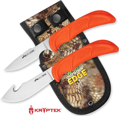 OUTDOOR EDGE WILD PAIR SKINNER - /CAPER WITH MOSSY OAK SHEATH