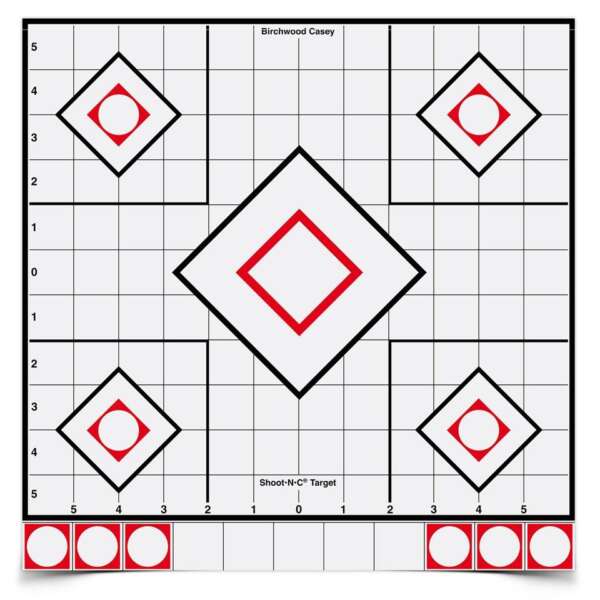 Birchwood Casey Shoot-N-C White/Black Sight-In Target - 5-12" Targets 55 Pasters
