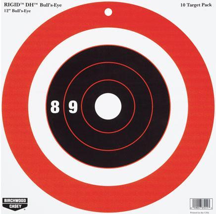 Birchwood Casey Rigid Paper DH Bulls-Eye Target - 12" 10/Pack