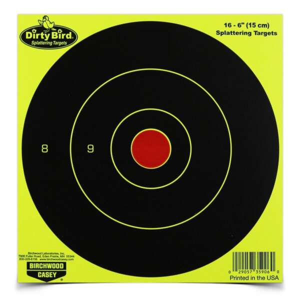 Birchwood Casey Dirty Bird 6" Yellow Bull's Eye Targets 100/ct