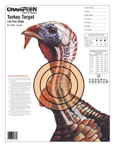 Champion Life-Size Turkey Sight-In Target 12/Pack