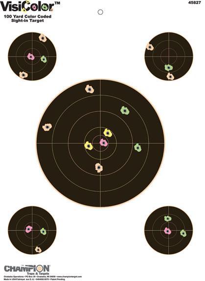 Champion VisiColor High-Visibility Paper Targets 8" Bull w/4 extra Bulls 10/Pack
