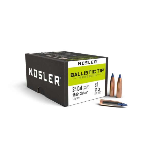 Nosler Ballistic Tip Hunting Rifle Bullets .25 cal .257" 115 gr SBT-BTIP 50/ct