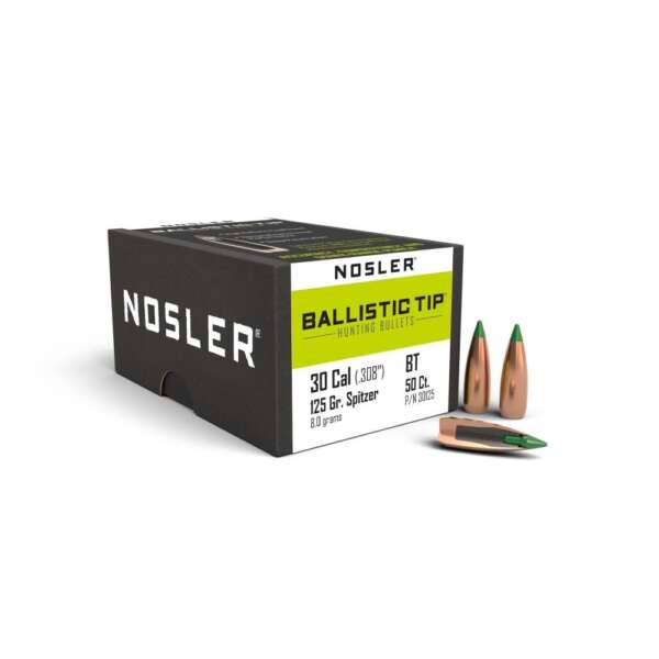 Nosler Ballistic Tip Hunting Rifle Bullets .30 cal .308" 125 gr SBT-BTIP 50/ct