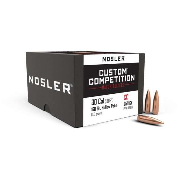 Nosler Custom Competition Rifle Bullets .30 cal .308" 168 gr HPBT 250/ct
