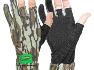 Primos Stretch Fingerless Gloves - Mossy Oak Bottomland Camo OSFM