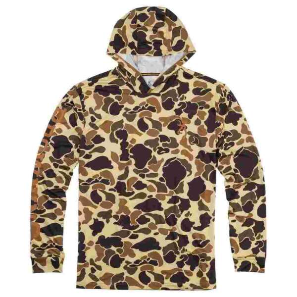 Browning Hooded Long Sleeve Tech Shirt Vintage Tan Camo XL