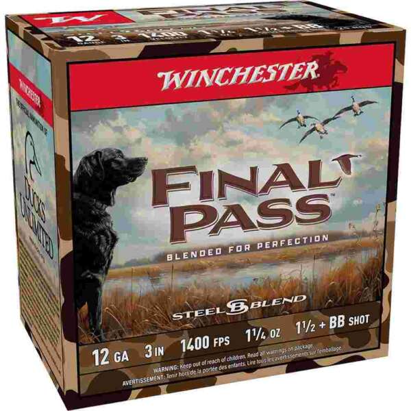 Winchester Final Pass Shotshells 12 ga 3" 1-1/4 oz 1400 fps #1.5 & #BB 25/ct
