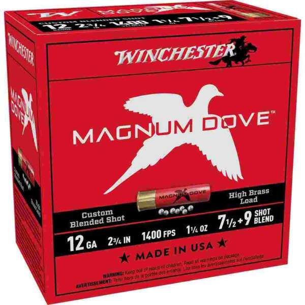Winchester Magnum Dove Shotshells 12 ga 2-3/4" 1-1/4 oz 1400 fps #7.5 & #9 25/rds
