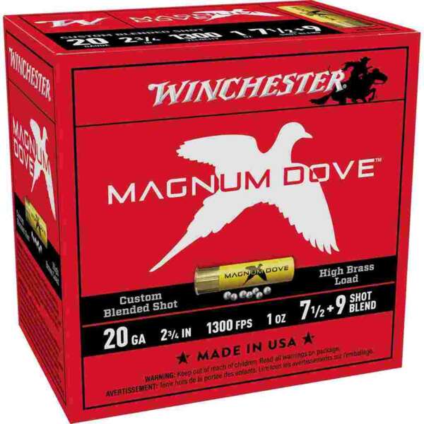 Winchester Magnum Dove Shotshell 20ga 2-3/4" 1oz 1300 fps #7&9 25/ct