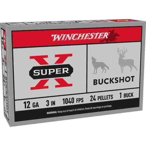 Winchester Super-X Buckshot Shotshells 12 ga 3" 1040 fps #1B 5/ct