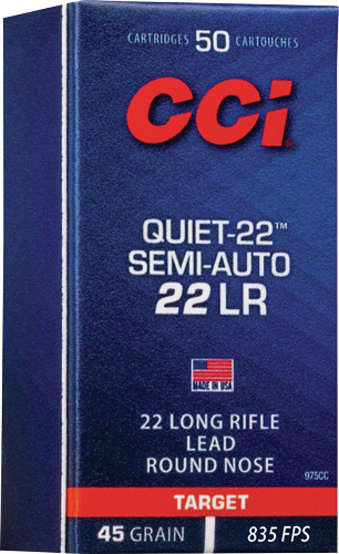 CCI QUIET SEMI-AUTO 22LR 45GR – LEAD-RN 835FPS 50RD 100BX/CS