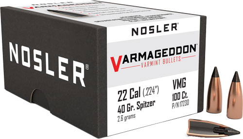 NOSLER BULLETS 22 CAL .224 – 40GR VARMAGEDDON TIPPED 100CT