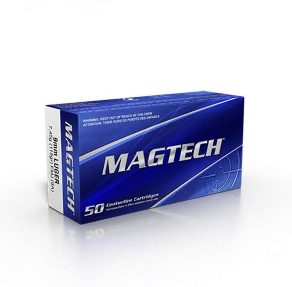 Magtech, 9mm, FMJ, 115 Grain, 50 Rounds